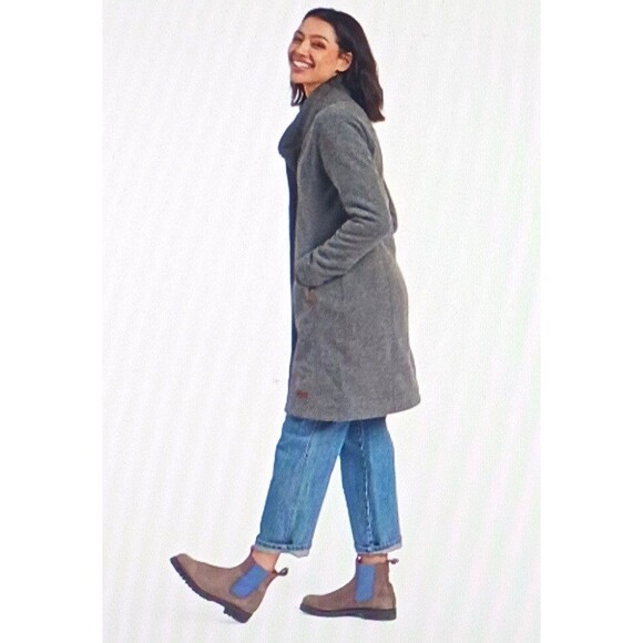 Sherpa Adventure Lhamu Jacket Gray Fleece Knit Zip Front Knee Length Sz M - Picture 15 of 15